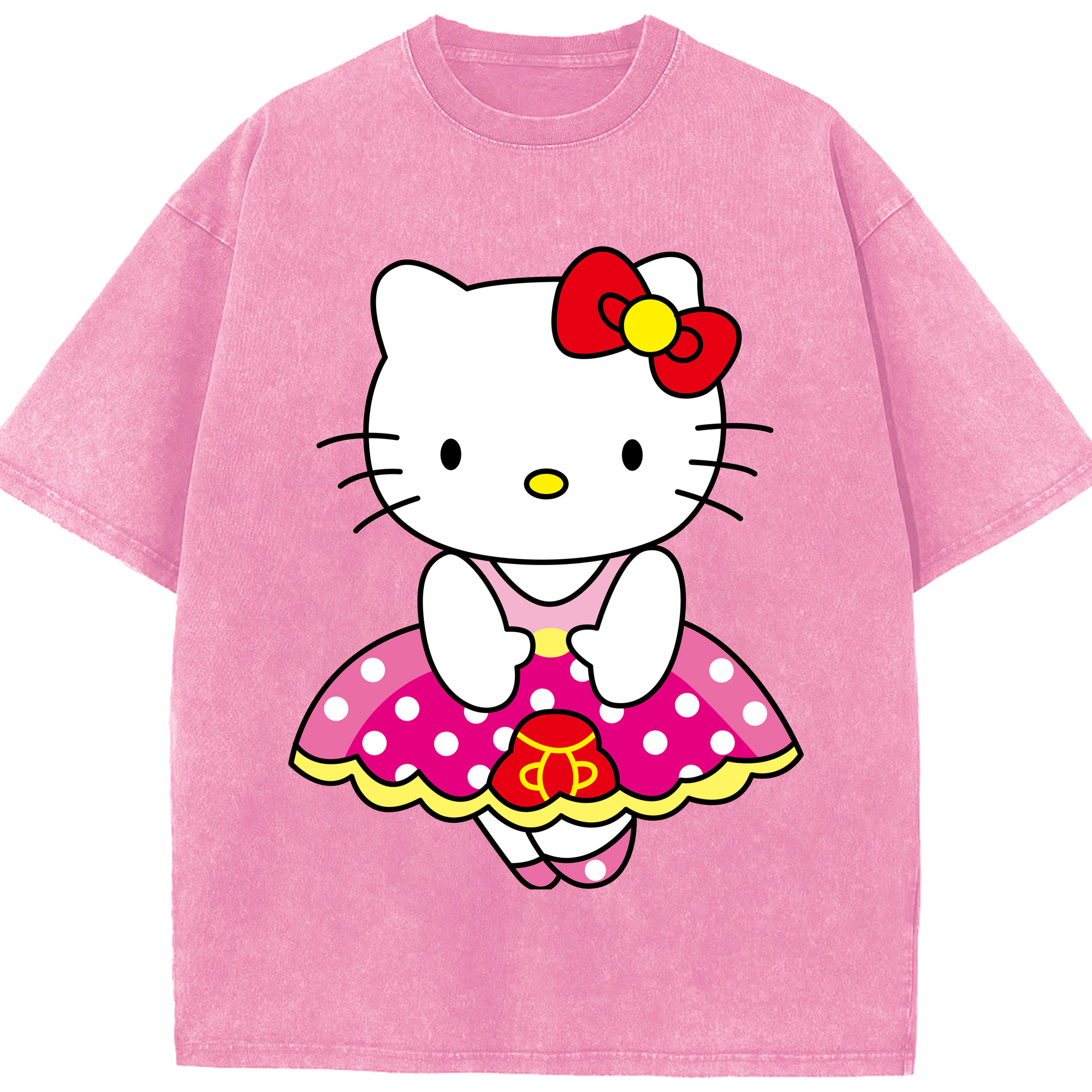 （画像用） Hello Kitty ハローキティ 綿100% ヴィンテージ風 半袖Tシャツ（フロントプリント）